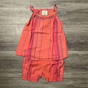 Peek Baby Girls 2pc Set Orange Cami Top Bloomer Shorts sz XL 18 24M